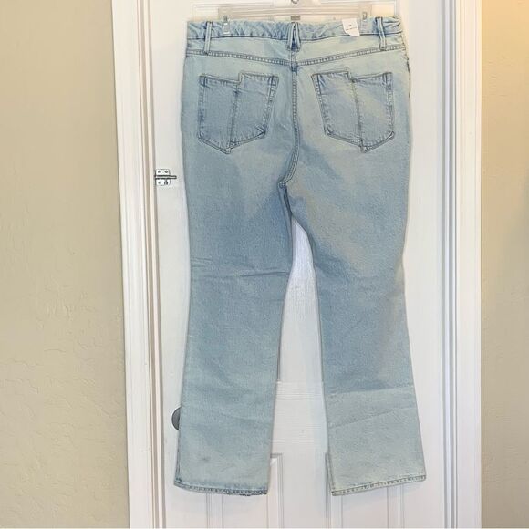 Good American Good Boy Split Hem Distressed Jeans Size 16 - Picture 2 of 10